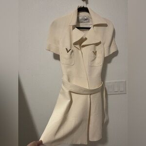 Valentino Cream Short Sleeve Mini Dress